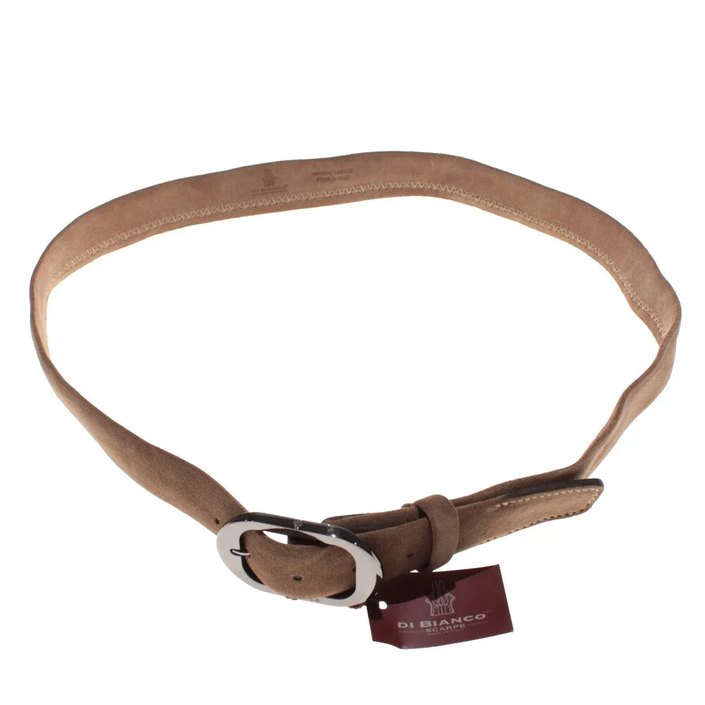 Di Bianco NWT Cut to Size Dress Belt In Solid Brown Suede Leather One Size